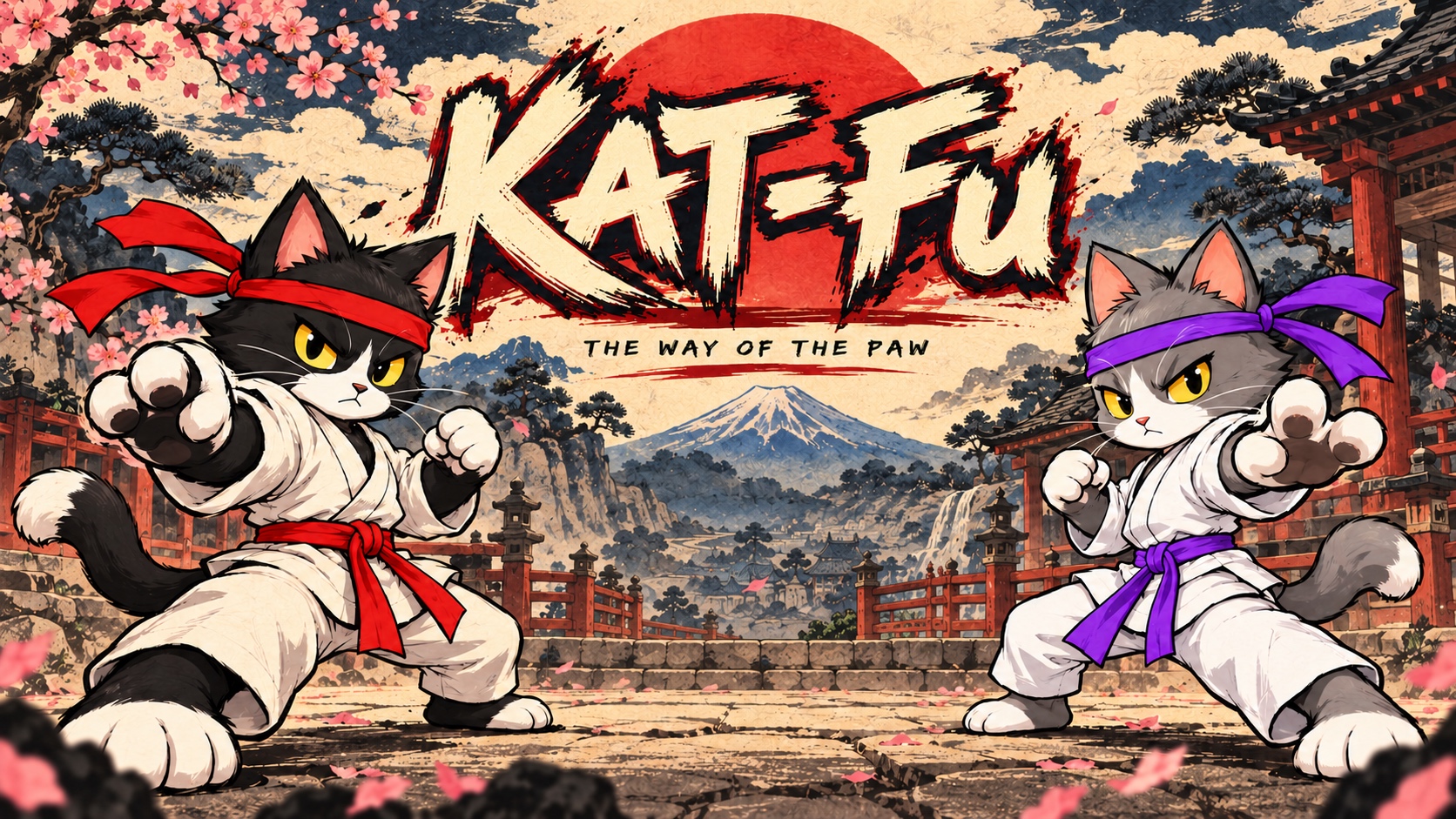 Kat-Fu artwork with Marley and Macy ready for their adventure